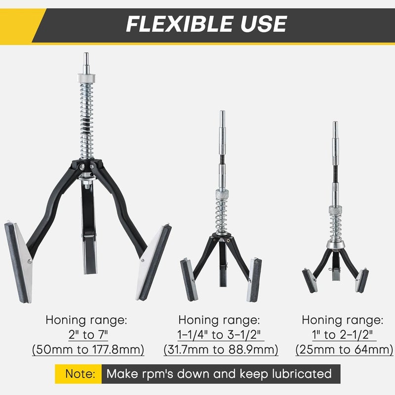 Acymner Engine Cylinder Hone Tool | Minimum 1" to Maximum 7" Diameter Adjustable Deglazer with Extra 9PCS Long Stones 220 Grit (1-1/8",2" and 4") - Image 3
